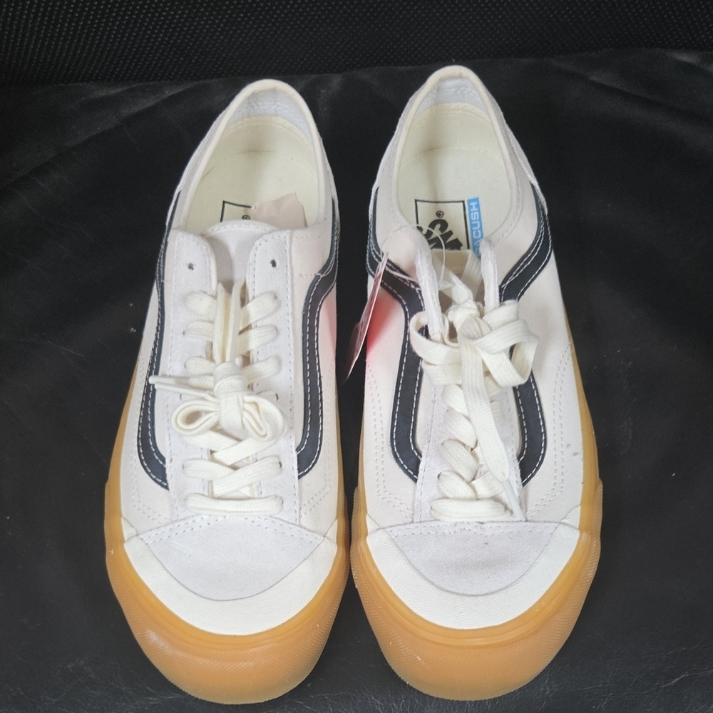 Vans White and Black Sneakers with Gum Sole